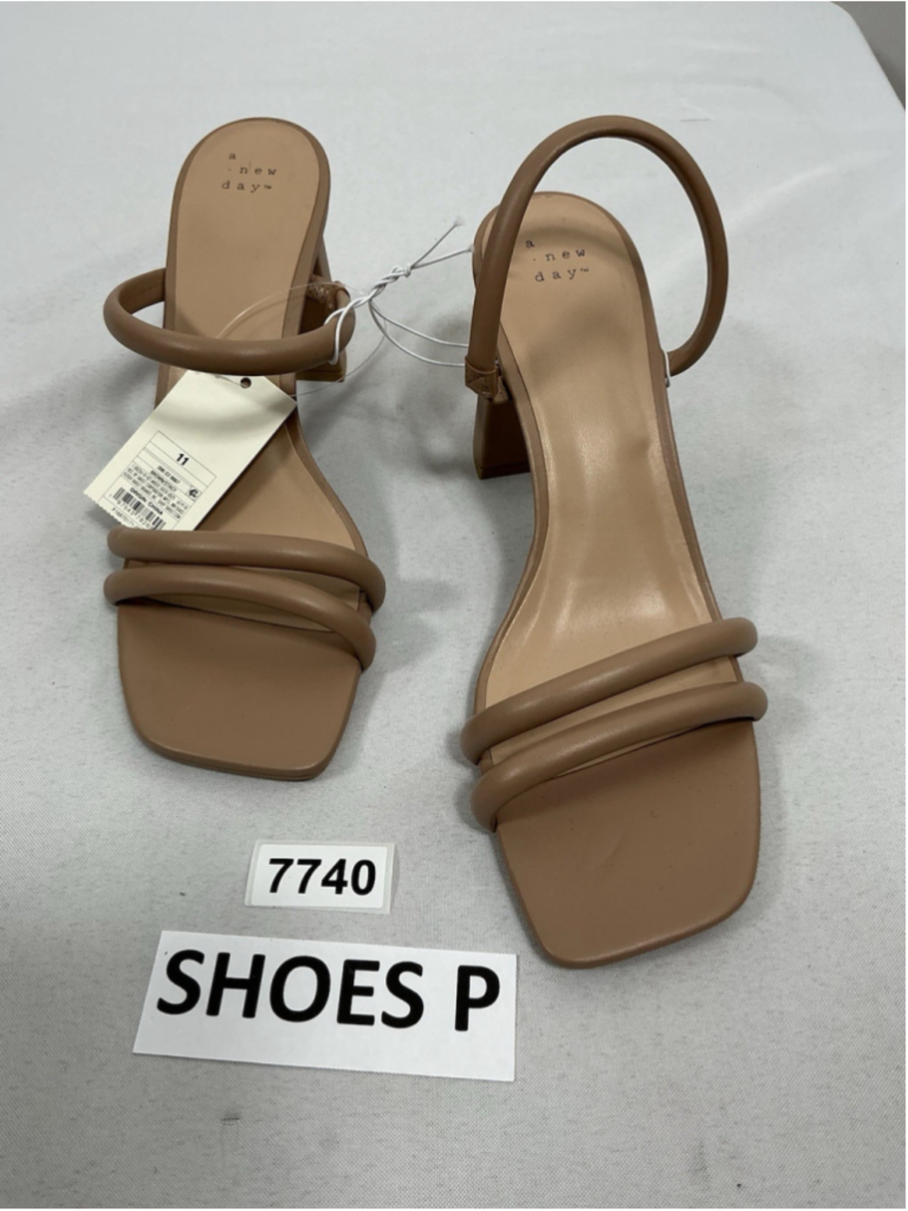 Womans New A New Day Stacy Slip On Strappy Sandals Size 11 Nude Square Toe